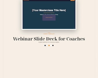 Webinar Slide Deck Canva, Coach Masterclass Presentation, 20 Slides, Editable Canva Template