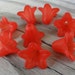 8 Lucite Flower Beads - Red Matte Frosted Lily 17x12mm