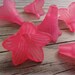 Lucite Flower Beads - Dark Pink, Fuchsia Matte Frosted Large Trumpet Lily 22x22mm