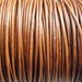 1mm Light Brown Distressed Leather Cord Round Natural Dye - 1.0mm leather cord - 2 Yard Increments
