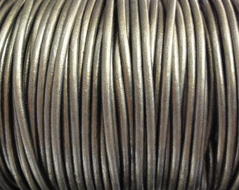 2mm Metallic Gauriya Leather Cord - Round - Leather Cord by the Yard