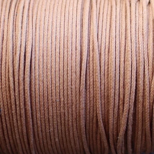 1mm Light Brown Waxed Cotton Cord - 10 Yard Increments