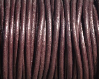 2mm Metallic Maroon Leather Cord - Burgundy Wine