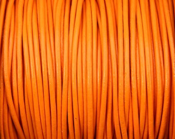 2mm Orange Leather Cord - Round - By the Yard