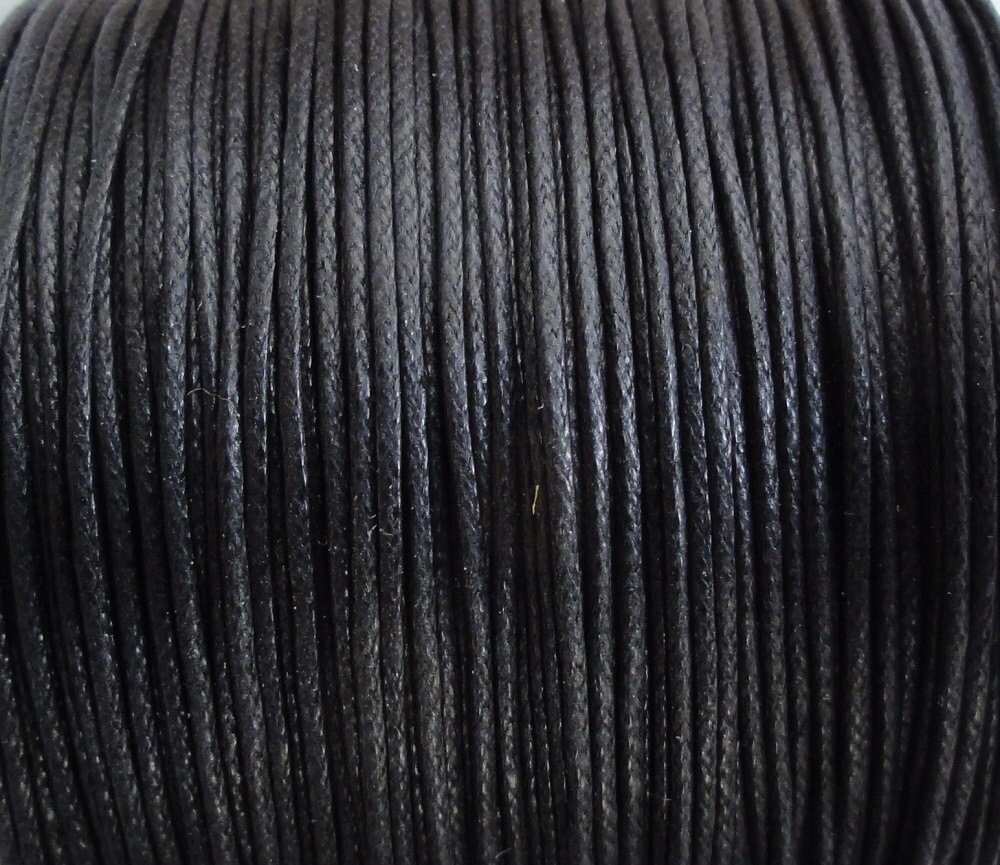 0.5mm Black Waxed Cotton Cord - String - 10 Yard Increments