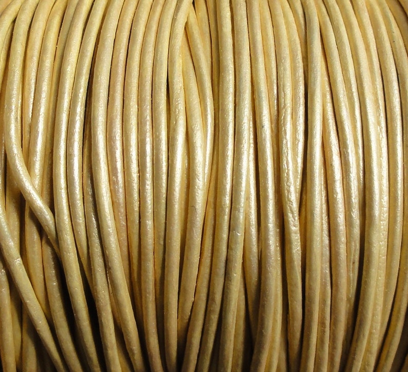 1.5mm Metallic Gold Genuine Leather Round Yard 10 Inventory cleanup selling sale I Sales of SALE items from new works - Cord