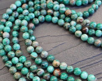 6mm Green Crazy Lace Agate Beads Round Smooth Full Strand 16 inch Dyed