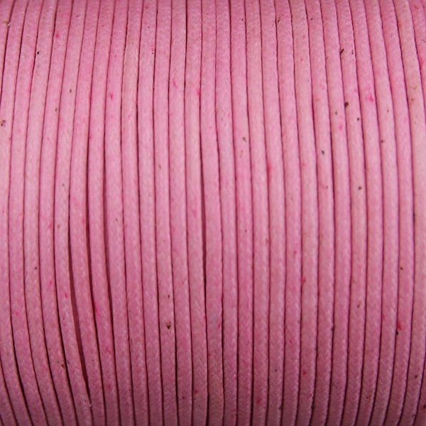 2mm Pink Waxed Cotton Cord - 5 Yard Increments