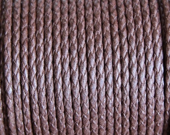 3mm Coffee Brown Braided Cotton Bolo Cord - Vegan Bolo - Leather Alternative