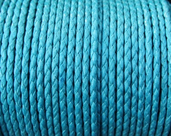 3mm Turquoise Blue Braided Cotton Bolo Cord - Vegan Bolo - Leather Alternative