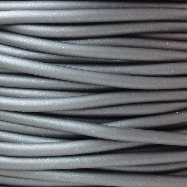 2mm Pewter Rubber Cord Solid Round Synthetic Rubber 5 Yard Increments Silver Gray