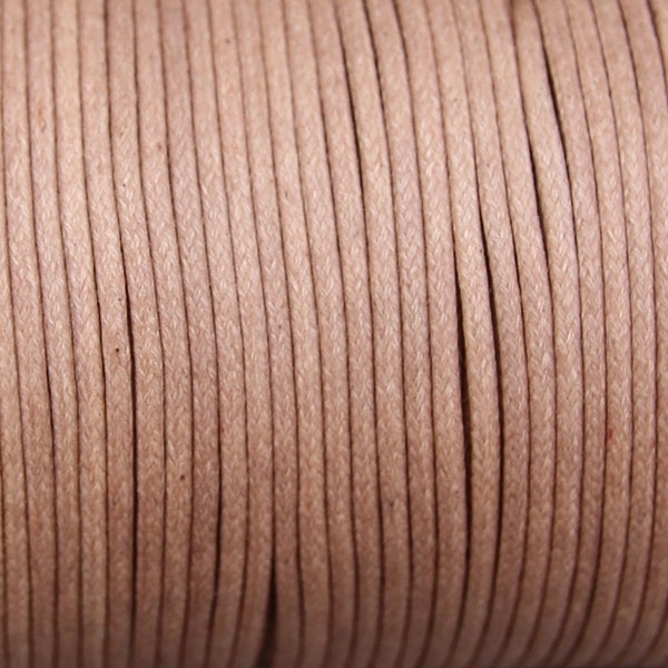 2mm Light Brown Waxed Cotton Cord - 5 Yard Increments