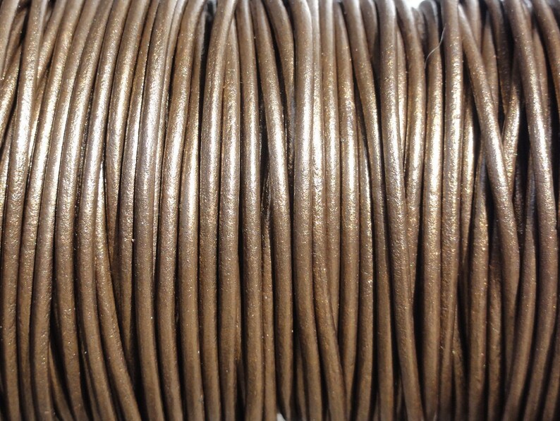 1mm Metallic Brown Leather Cord 2 Yard Increments Round Etsy