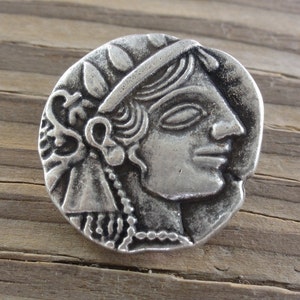 2 Metal Buttons - Julius Caesar - Antique Silver - 7/8 Inch with Shank