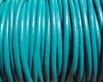 2mm Esmeralda Green Leather Cord - Round - By the Yard