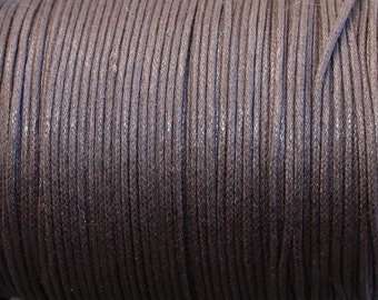 1mm Dark Brown Waxed Cotton Cord - 10 Yard Increments