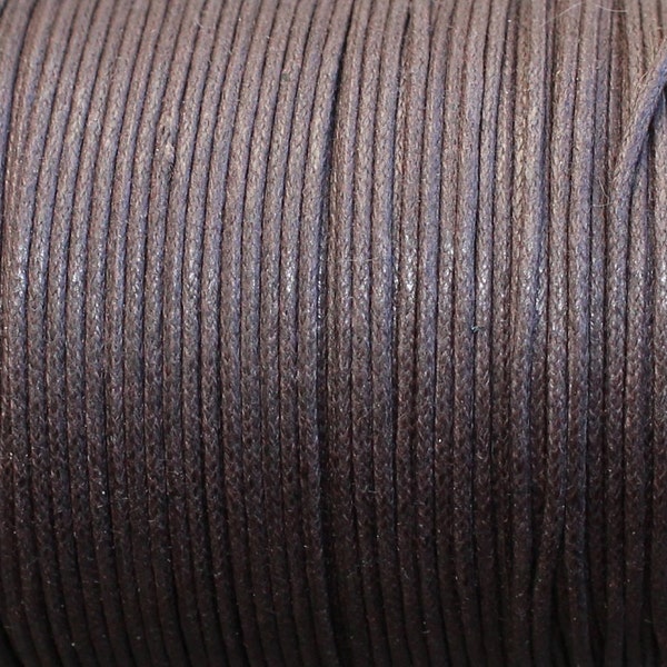 1mm Dark Brown Waxed Cotton Cord - 10 Yard Increments