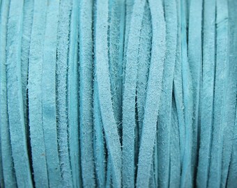 3mm Sky Blue Real Suede Lace 3mm Wide Leather - Light Blue - 2 Yard Increments