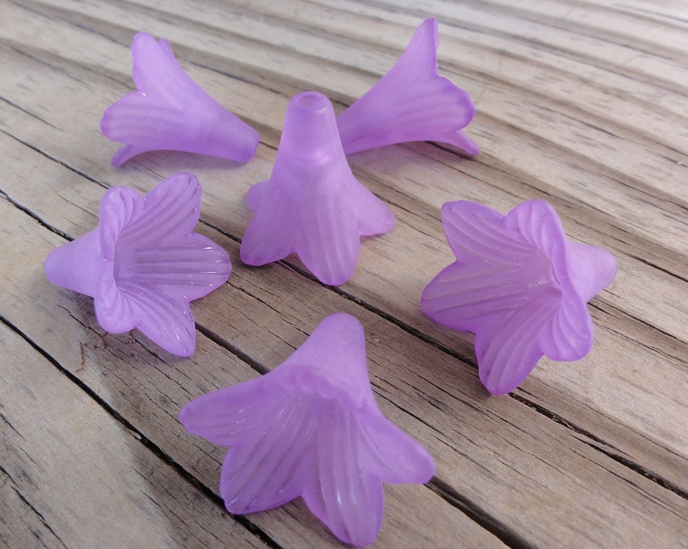 Lucite Flower Beads Violet Purple Matte Frosted Large - Etsy