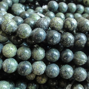 Green Russian Serpentine Beads -  6mm Round Smooth - 16 inch Full Strand