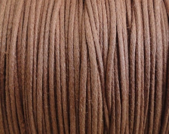 0.5mm Light Brown Waxed Cotton Cord- String - 10 Yard Increments