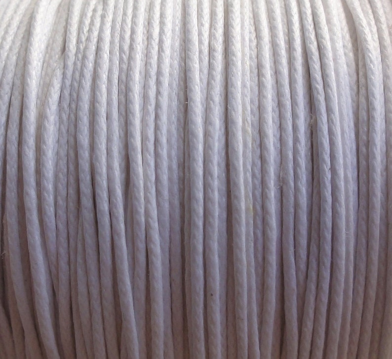 1mm White Waxed Cotton Cord 10 Yard Increments