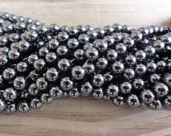 Hemalyke (Manmade Hematite) Beads - 6mm round - full strand