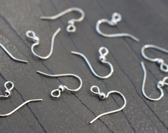 Earwire Silver-plated Stainless Steel 13.5mm Fishhook with 2.5mm Ball - 21 Gauge - Fish Hook - French Hook - Silver Plated