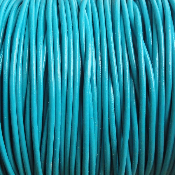1mm Turquoise Leather Cord Round  - 1.0mm leather cord - 2 Yard Increments