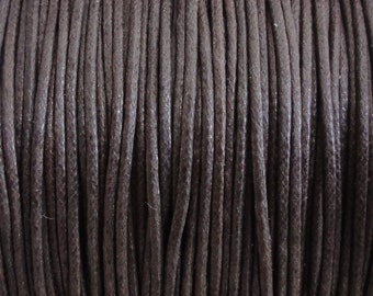 0.5mm Dark Brown Waxed Cotton Cord - String - 10 Yard Increments