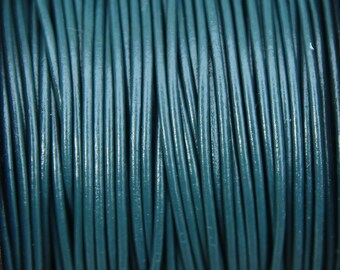 1.5mm Iris Leather Cord  -  Blue Genuine Leather Round Cord - By the Yard