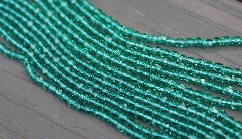 Perles En Verre Fire Polished 4mm Couleur Teal - 100 Perles Facettées Preciosa - Neuf