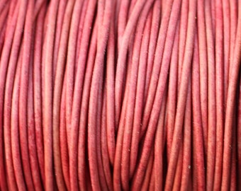 2mm Coral Pink Natural Dye Leather Cord - Round - By the Yard
