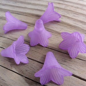Pink Lucite Flower Beads Pink Matte Frosted Large Trumpet Lily 22x22mm