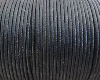 2mm Black Waxed Cotton Cord - 5 Yard Increments