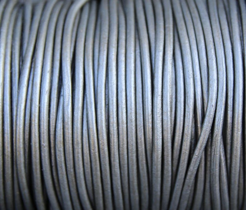 10 Yards 3mm Metallic Grey Leather Cord Round Silver Cording Etsy