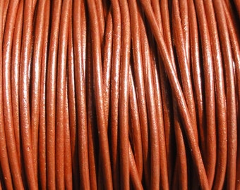 1.5mm Metallic Copper Leather Cord  -  10 Yard Increments