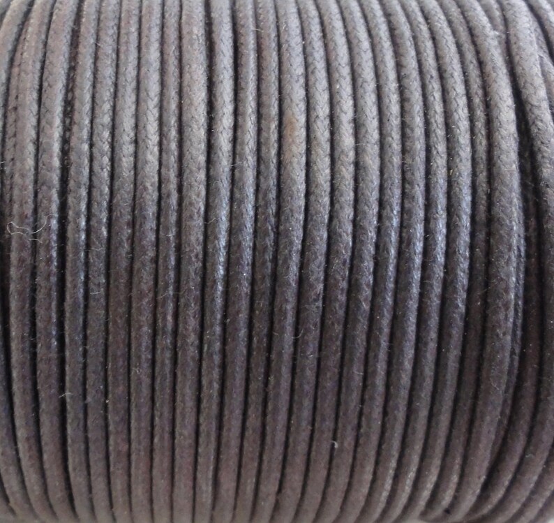 2mm Dark Brown Waxed Cotton Cord 5 Yard Increments image 1