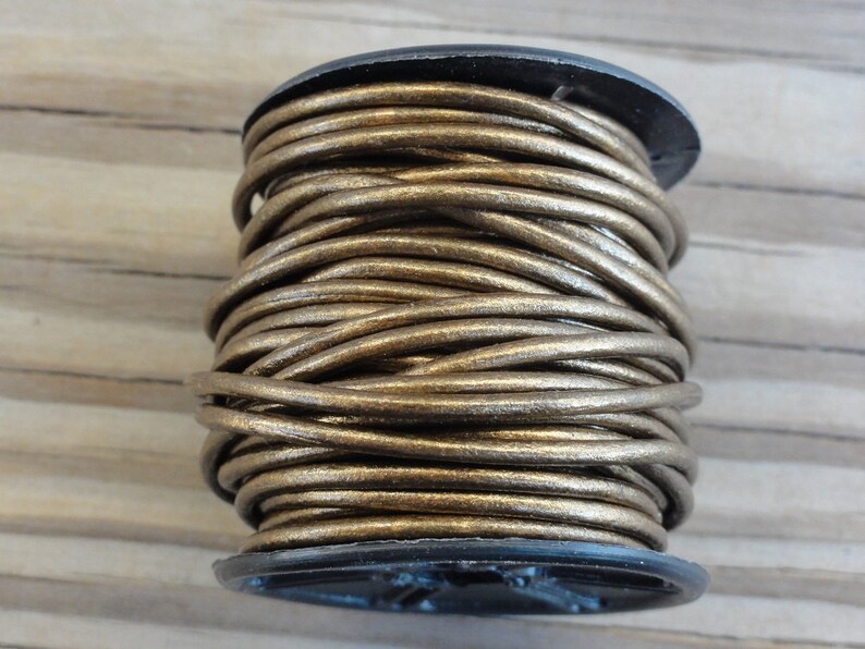 10 Yard Increments 2mm Leather Cord Metallic Brown Round Cord Etsy