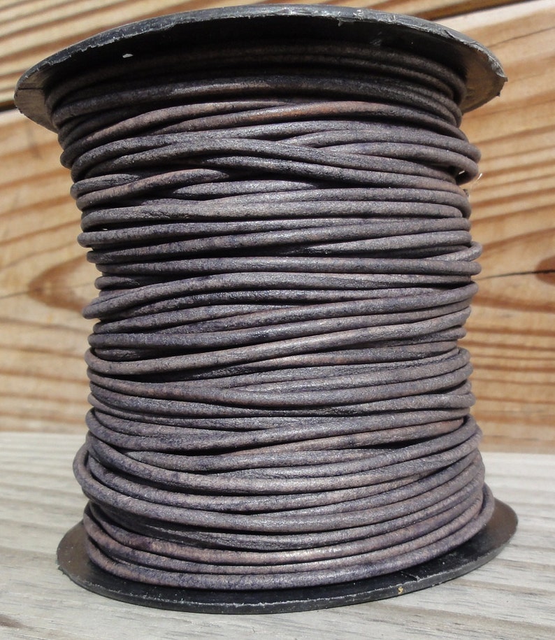 1mm Grey Distressed Leather Cord Round Natural Dye 2 Yard Etsy