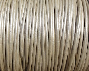 1.5mm Metallic Pearl White Leather Cord  -  2 Yard Increments