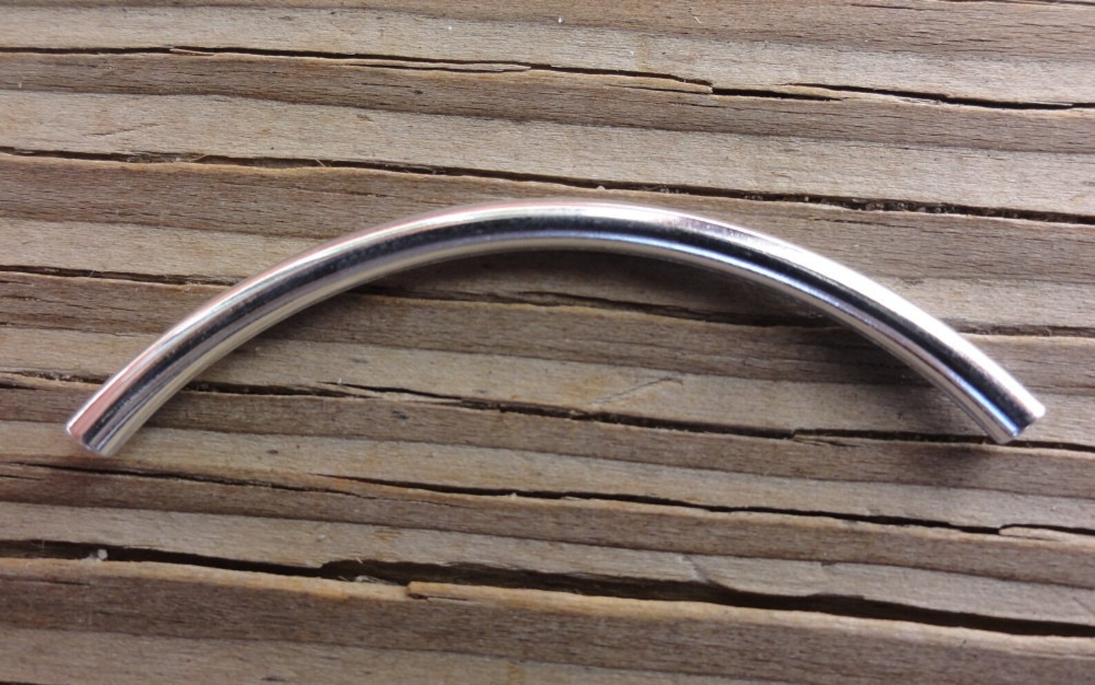 Curved Metal Tube Beads Silver Plated 50x3mm Great for Etsy