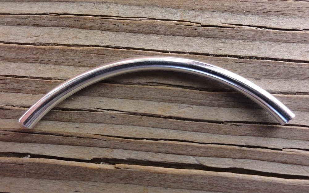 Curved Metal Tube Beads Silver Plated 50x3mm Great for Etsy