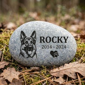 Custom Pet Memory Stone | Personalized Dog Tombstone | Photo Engraved Pet Headstone | Memorial Garden Stone | Pet Loss Gift