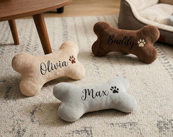 Gepersonaliseerd fluwelen huisdierspeelgoed, aangepast botspeelgoed voor honden, koosnaampje speelgoed, verjaardagscadeau hond, cadeaus voor huisdieren, gezellig hondenspeelgoed, fluwelen bot