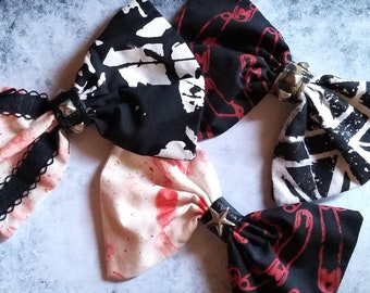 Blood Splatters and Safety Pins Hair Bows - Kawaii, Horror