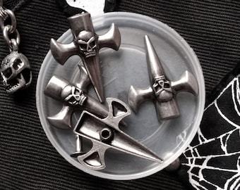 Skull Cross 3cm Silver Rivets for Punk Goth Alternative Clothing