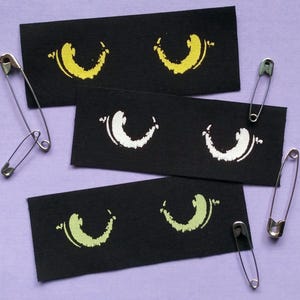 Écussons à coudre punk yeux de chat d'Halloween