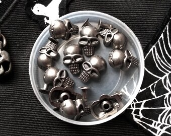 Skulls 1.5cm Gun Metal Rivets for Punk Goth Alternative Clothing