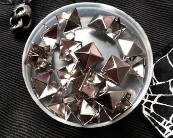 Square Spike 1cm Silver Studs for Punk Goth Alternative Clothing